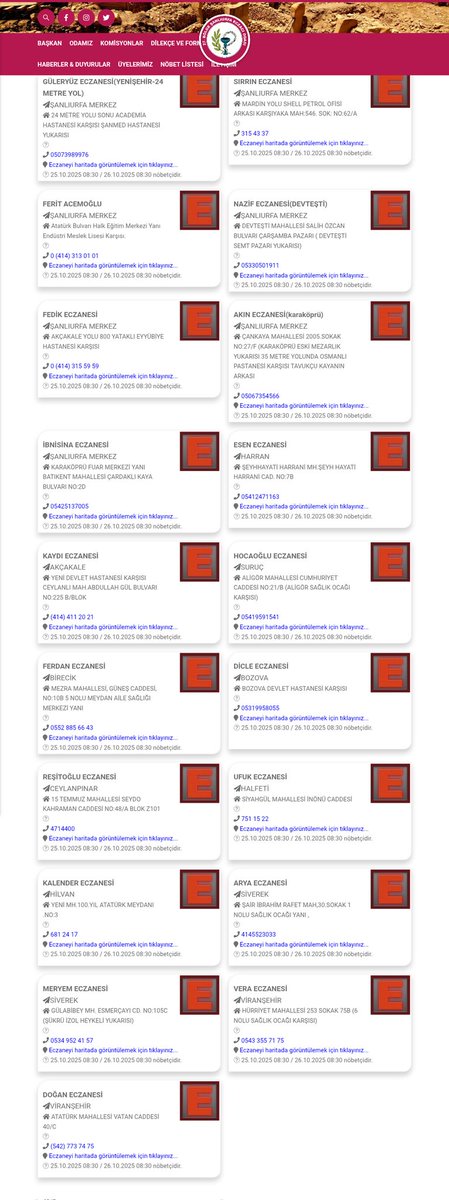 ŞANLIURFA NÖBETÇİ ECZANELERİMİZ YARIN SAAT 08:30 KADAR HİZMET VERECEKTİR GEÇMİŞ OLSUN ACİL ŞİFALAR DİLERİZ..