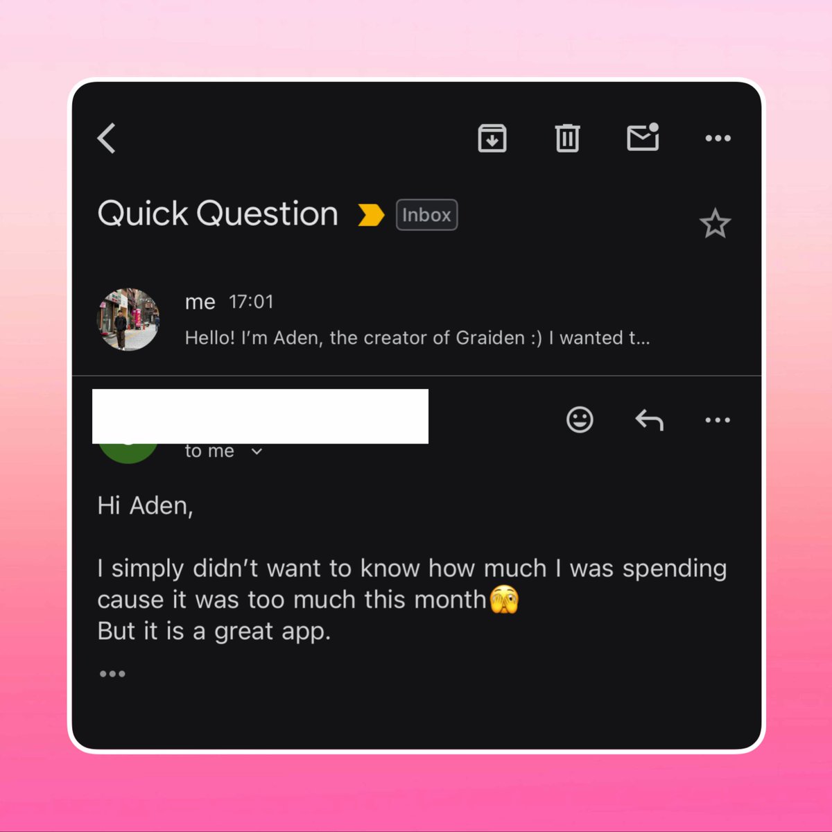 techbyaden's tweet image. Have been personally emailing all my customers who cancelled.

&amp;gt; Got this reply today 😂 the automatic tracking was working too well I guess.