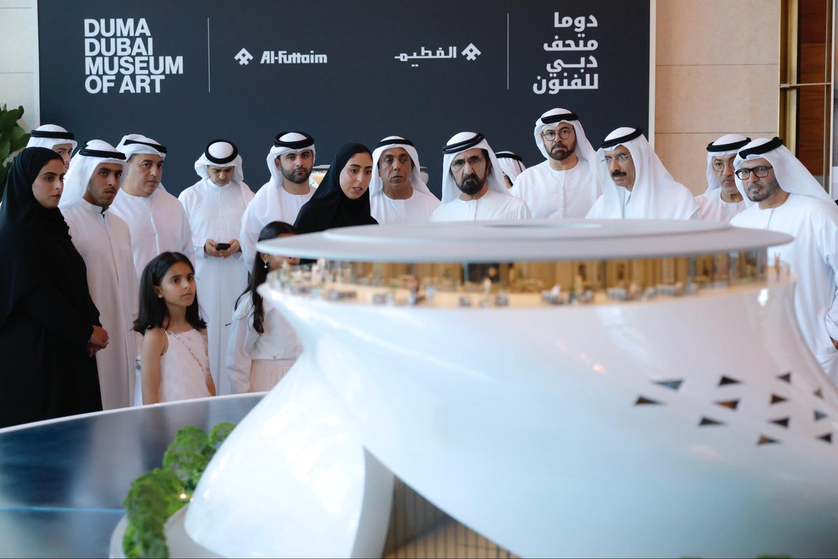 HHShkMohd's tweet photo. شهدنا اليوم إطلاق معلم أيقوني جديد في دبي .. " متحف دبي للفنون" .. متحف يطفو فوق مياه خور دبي ليزيد من تألقها .. وليعكس روح دبي الحضارية ويكون مرآة لثقافتها وفنونها .. ويضيف تنوعاً جديداً في معالمها ولوحة جمالها المعمارية . 

تقديرنا وشكرنا للأخ عبدالله الفطيم وابنه عمر الفطيم على تطويرهم لهذا المعلم الثقافي الجديد .. الذي يمثل نموذج لمسؤولية القطاع الخاص تجاه مجتمعه ومدينته الحاضنة له .. 

تكتمل المدن بالثقافة والفن .. وتزدهر بالاقتصاد .. وتنسجم وتترسخ استدامتها عندما يكون قطاعها الخاص مسؤولاً ومشاركاً ومسايراً لقطاعها العام . وهذا ما نراه في دبي.