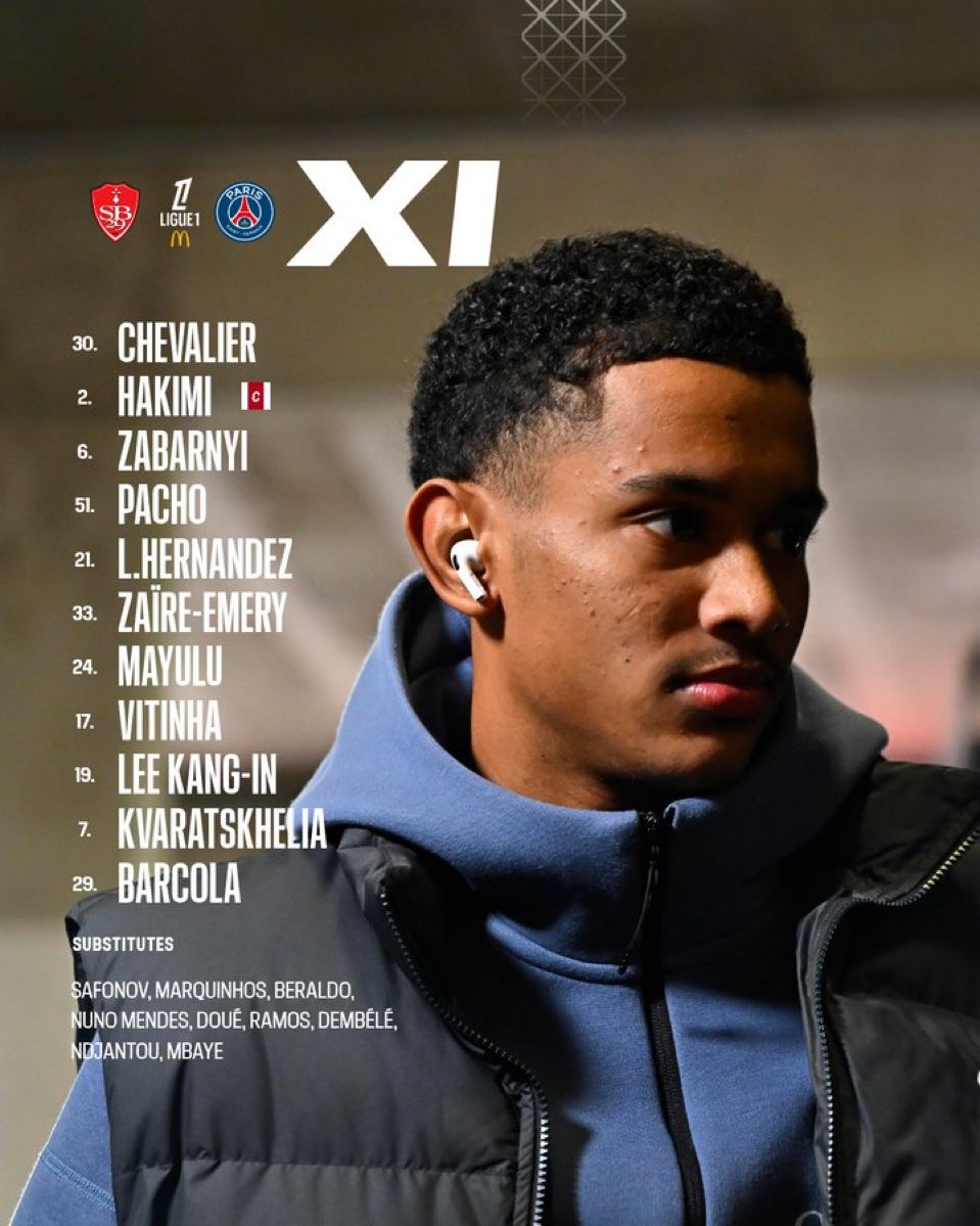 Actu.Foot (@football_actufr) on Twitter photo OFFICIEL ๐จ!
LA COMPOSITION DU PSG POUR AFFRONTER BREST โค๏ธ๐!
Dรฉsirรฉ Douรฉ ๐ซ๐ท , Nuno Mendes ๐ต๐น et Ousmane Dembele ๐ซ๐ท dรฉbutent sur le banc ๐บ
Coup dโenvoi 17hโก๏ธ
๐ธ (<a href="/PSG_inside/">Paris Saint-Germain</a>) #SB29PSG OFFICIEL ๐จ!
LA COMPOSITION DU PSG POUR AFFRONTER BREST โค๏ธ๐!
Dรฉsirรฉ Douรฉ ๐ซ๐ท , Nuno Mendes ๐ต๐น et Ousmane Dembele ๐ซ๐ท dรฉbutent sur le banc ๐บ
Coup dโenvoi 17hโก๏ธ
๐ธ (<a href="/PSG_inside/">Paris Saint-Germain</a>) #SB29PSG