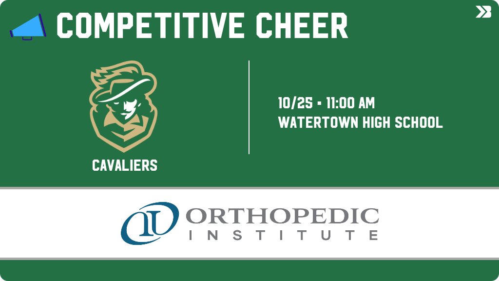Competitive Cheer (Varsity) Game Day! - Check out the event preview for the Sioux Falls Jefferson Cavaliers. It starts at 11:00 AM and is at Watertown High School Arena. gobound.com/sd/sdhsaa/comp…