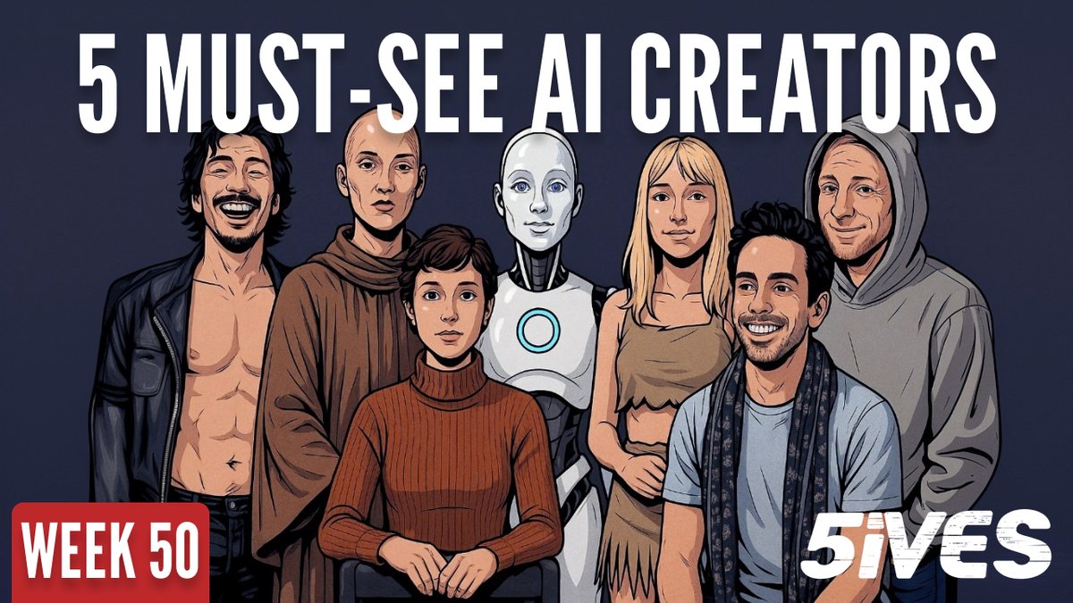5ives - Ep50 - #aivideo by <a href="/VanFalk_/">Jon Rogers</a>  &amp; <a href="/kaigani/">𝚔𝚊𝚒 🤖+🧠</a>
WATCH NOW: youtube.com/watch?v=CVobyy…

1. Seventy Two | <a href="/loicRambo/">Loïc</a>
2. Sapiens Twin | Mario Dahl
3. DRIFT SPLIT | <a href="/ButchersBrain/">The Butcher's Brain</a>
4. The Door! | Lorenzo Lorente &amp; Lucas Didier
5. The Homo Geminus | <a href="/jae_kingsley/">Jae</a>