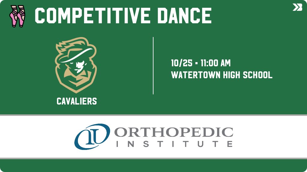 Competitive Dance (Varsity) Game Day! - Check out the event preview for the Sioux Falls Jefferson Cavaliers. It starts at 11:00 AM and is at Watertown High School Arena. gobound.com/sd/sdhsaa/comp…