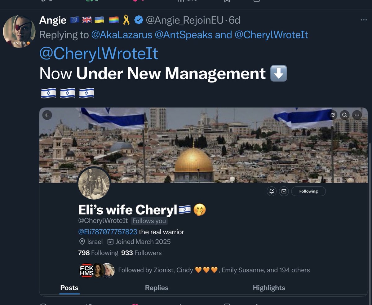 Angie ðªðºð¬ð§ðºðŠ ð³ïžâððïž (@angie_rejoineu) on Twitter photo <a href="/Michalli777/">Eliâs wife ð®ð±</a> <a href="/Tzila_/">Tzila_ððºðž ð®ð±</a> <a href="/arloiswatching8/">Florance of Arabia</a> <a href="/Leone21619987/">Leone ðïž</a> <a href="/ReinCohen/">Rein Cohen â¡ïž ð®ð± ðð</a> <a href="/DeBarsham/">Jules de Barsham- I Stand With Israelð¬ð§ð®ð±ðïž</a> <a href="/JoyRecruitRite/">Joy</a> <a href="/MoniqueSilfhout/">Monique ðððð®ð±âïžâïž</a> <a href="/DianaLynnS44/">Diana</a> <a href="/bormak/">ðBORIS Makaver ðŠ ðð®ð± ðºðŸ ðŠð· ðºðŸ ð®ð± â¡ïž</a> <a href="/MikaMika198388/">Mika</a> <a href="/AkaLazarus/">Leslie Young ðïž</a> <a href="/RobertE612032/">Robert English</a> <a href="/Victor_Asal/">Victor Asal</a> <a href="/meultje2017/">meultje</a> <a href="/louisajan1/">Jan</a> <a href="/TheAegeanMaco/">Cindy ð§¡ð§¡ð§¡</a> <a href="/naftalisah/">David OGðºð²ð®ð± ððïž</a> <a href="/karasuwich1/">karasuwich</a> <a href="/ejnyamogo/">#TheRebelDemocrat</a> <a href="/blnashusa/">Bonnie</a> <a href="/armandoparlati/">armandoparlati_BRING_THEM_HOMEð®ð¹ðïž ð</a> <a href="/EBluemountain1/">#EBluemountain1 ð</a> <a href="/mindsoulnbody/">Claudia</a> <a href="/JonBergdahl/">Jonathan Bergdahl</a> <a href="/athelass/">Pray For Israel</a> <a href="/Phoebejoy1611/">TheDamePhoebeâïžâ¡ïžðŽó §ó ¢ó ·ó ¬ó ³ó ¿ð®ð±ððïž</a> <a href="/vampywitchy/">The Witchy Woman ððð€</a> <a href="/CarolM_CC/">CMCunningham ðð€ððïž</a> <a href="/Maaksu/">Leena Jones ðïž#ÎStandWithIsraelðïž</a> <a href="/GME_1970/">#Father #SAFC Fan #3ðº #Antisemitism = Jew Hate â¡</a> <a href="/ESLE78/">Elin Lðïž</a> <a href="/Belstaffie/">Belstaffie</a> <a href="/TrevjenJenny/">JEN ð®ð±ð¬ð§</a> <a href="/Primary_Immune/">Yoni - ××× × (and Rebecca too)</a> <a href="/KatEv345/">Kat</a> <a href="/kosherronin/">Dirk Varkenshuid</a> <a href="/JaccuseYou/">J'Accuse! 2025</a> <a href="/raphlesioniste2/">Raph Israël</a> <a href="/CherylWroteIt/">Mute Sniper Inc</a> So Cheryl didnât write it after all ð€
@cherylwroteit
Now under new management <a href="/Michalli777/">Eliâs wife ð®ð±</a> <a href="/Tzila_/">Tzila_ððºðž ð®ð±</a> <a href="/arloiswatching8/">Florance of Arabia</a> <a href="/Leone21619987/">Leone ðïž</a> <a href="/ReinCohen/">Rein Cohen â¡ïž ð®ð± ðð</a> <a href="/DeBarsham/">Jules de Barsham- I Stand With Israelð¬ð§ð®ð±ðïž</a> <a href="/JoyRecruitRite/">Joy</a> <a href="/MoniqueSilfhout/">Monique ðððð®ð±âïžâïž</a> <a href="/DianaLynnS44/">Diana</a> <a href="/bormak/">ðBORIS Makaver ðŠ ðð®ð± ðºðŸ ðŠð· ðºðŸ ð®ð± â¡ïž</a> <a href="/MikaMika198388/">Mika</a> <a href="/AkaLazarus/">Leslie Young ðïž</a> <a href="/RobertE612032/">Robert English</a> <a href="/Victor_Asal/">Victor Asal</a> <a href="/meultje2017/">meultje</a> <a href="/louisajan1/">Jan</a> <a href="/TheAegeanMaco/">Cindy ð§¡ð§¡ð§¡</a> <a href="/naftalisah/">David OGðºð²ð®ð± ððïž</a> <a href="/karasuwich1/">karasuwich</a> <a href="/ejnyamogo/">#TheRebelDemocrat</a> <a href="/blnashusa/">Bonnie</a> <a href="/armandoparlati/">armandoparlati_BRING_THEM_HOMEð®ð¹ðïž ð</a> <a href="/EBluemountain1/">#EBluemountain1 ð</a> <a href="/mindsoulnbody/">Claudia</a> <a href="/JonBergdahl/">Jonathan Bergdahl</a> <a href="/athelass/">Pray For Israel</a> <a href="/Phoebejoy1611/">TheDamePhoebeâïžâ¡ïžðŽó §ó ¢ó ·ó ¬ó ³ó ¿ð®ð±ððïž</a> <a href="/vampywitchy/">The Witchy Woman ððð€</a> <a href="/CarolM_CC/">CMCunningham ðð€ððïž</a> <a href="/Maaksu/">Leena Jones ðïž#ÎStandWithIsraelðïž</a> <a href="/GME_1970/">#Father #SAFC Fan #3ðº #Antisemitism = Jew Hate â¡</a> <a href="/ESLE78/">Elin Lðïž</a> <a href="/Belstaffie/">Belstaffie</a> <a href="/TrevjenJenny/">JEN ð®ð±ð¬ð§</a> <a href="/Primary_Immune/">Yoni - ××× × (and Rebecca too)</a> <a href="/KatEv345/">Kat</a> <a href="/kosherronin/">Dirk Varkenshuid</a> <a href="/JaccuseYou/">J'Accuse! 2025</a> <a href="/raphlesioniste2/">Raph Israël</a> <a href="/CherylWroteIt/">Mute Sniper Inc</a> So Cheryl didnât write it after all ð€
@cherylwroteit
Now under new management