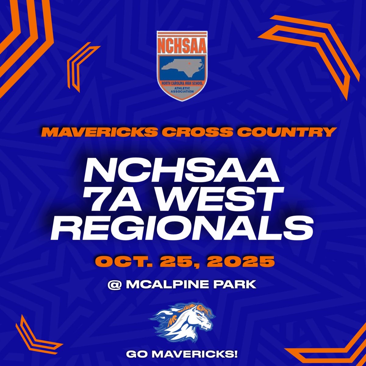 🚨 REGIONAL RACE DAY 🚨
Both our Men’s and Women’s Cross Country teams hit the course today at McAlpine Park for the NCHSAA 7A West Regionals! Months of hard work, early mornings, and miles logged all lead to this moment. Let’s go MAVS! 🧡💙 <a href="/AGHoulihan/">Andrew G. Houlihan</a> <a href="/UCPSNCAthletics/">UCPS NC Athletics</a>