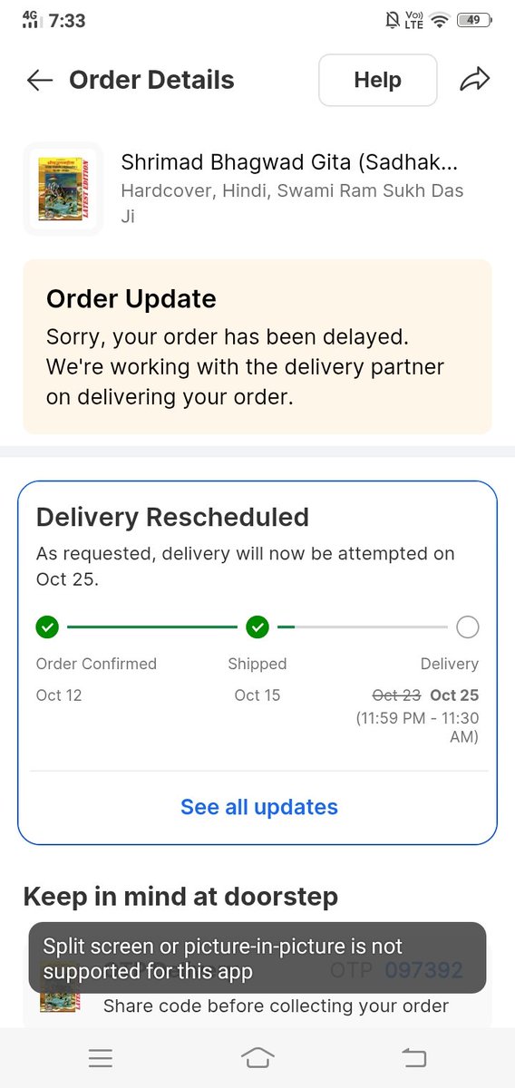 Vishakh13071530's tweet image. Hey @Flipkart, this delay is beyond frustrating. My order  has been pending for way too long and no one seems to care. Every update is just a new date! Is this how you treat your customers? #Flipkart #PoorService