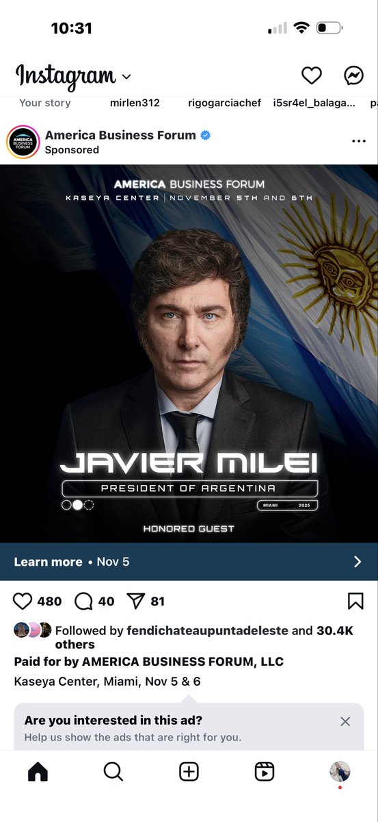 laspornografas's tweet photo. Miren quien va a seguir viajando. El hdp de Milei. Me acaba de llegar esta publicidad. El 5 de nov el enajenado este vendrá a Miyame 
No nos merecemos esta mierda voten bien la concha de Dios https://t.co/Xpg6hizOC6