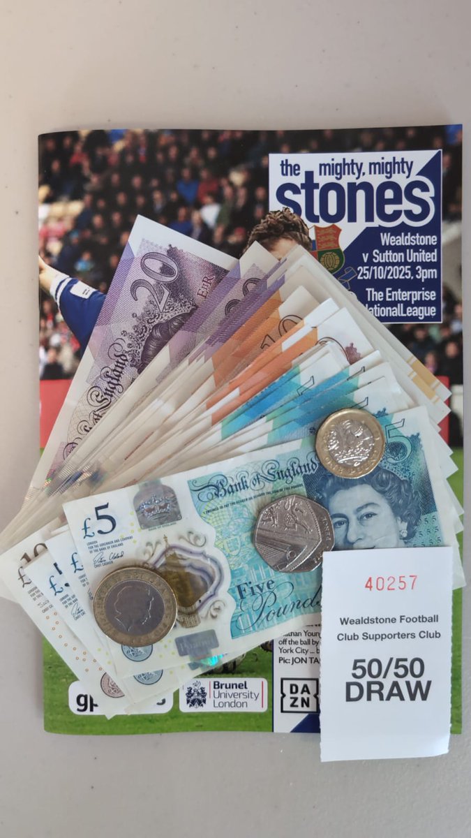 Our winning 50/50 ticket this afternoon is 40257

The lucky ticketholder wins £303.50 which can be collected from the Captains Lounge at halftime or after the game.

Thank you to everyone who bought a ticket.