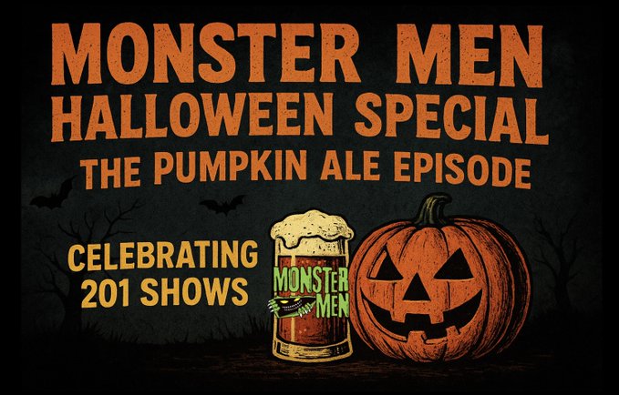 huntershea1's tweet photo. The Monster Men annual #Halloween, #pumpkinale episode is here. Answering viewer mail, watching a hysterical movie short and more as we celebrate 200 episodes...during episode 201. Come join us! https://t.co/4HxF9tMoqv https://t.co/vRWRaboRaE