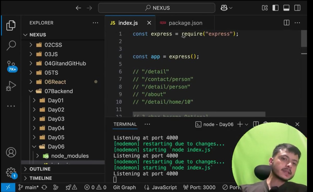 CHAYAN78905's tweet image. 🚀 #Day6 / #100DaysOfBackend 🎯
Backend Development Journey | #CoderArmy ⚙️

📌 Today&apos;s Topic:
Introduction to Express.js, HTTP Methods, REST API, how to Create a Server in Express, and Handle Routing 

A big shoutout to @rohit_negi9 bhaiya for the awesome explanation!
#backend