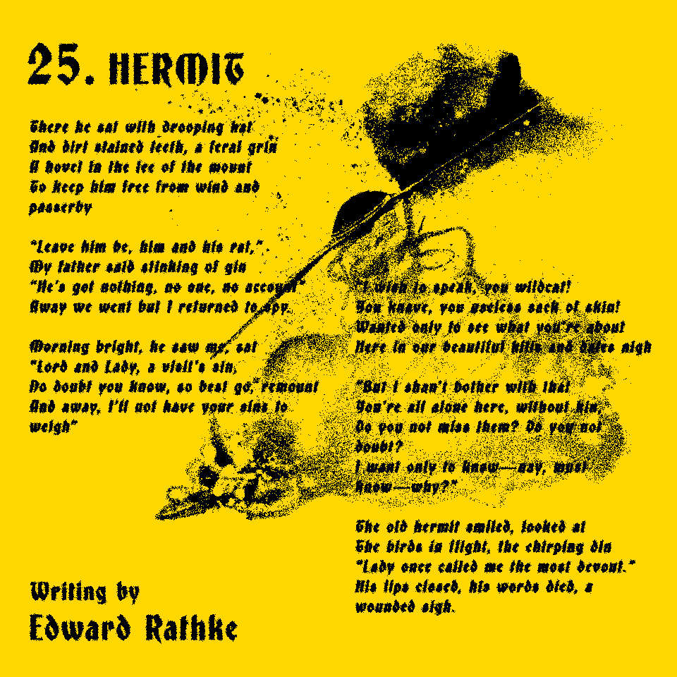 25 - Hermit
Art by <a href="/tonytranrpg/">Tony Tran</a> words by me   
#morktober #morkborg #MÖRKTOBER #MÖRKBORG