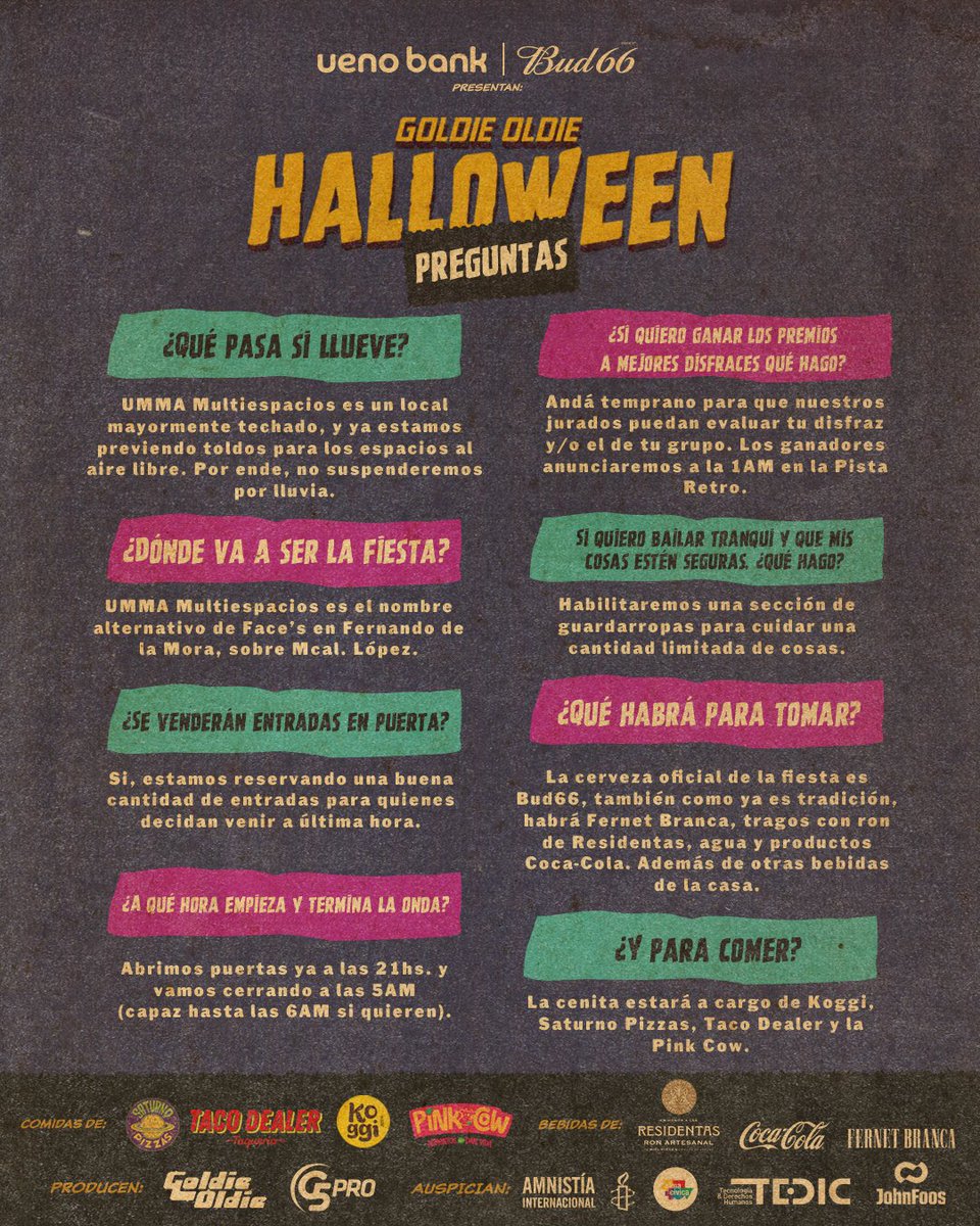 laGoldieOldie's tweet image. Respondemos las preguntas que más nos estuvieron haciendo sobre el Halloween de esta noche 🕺🪩🎶