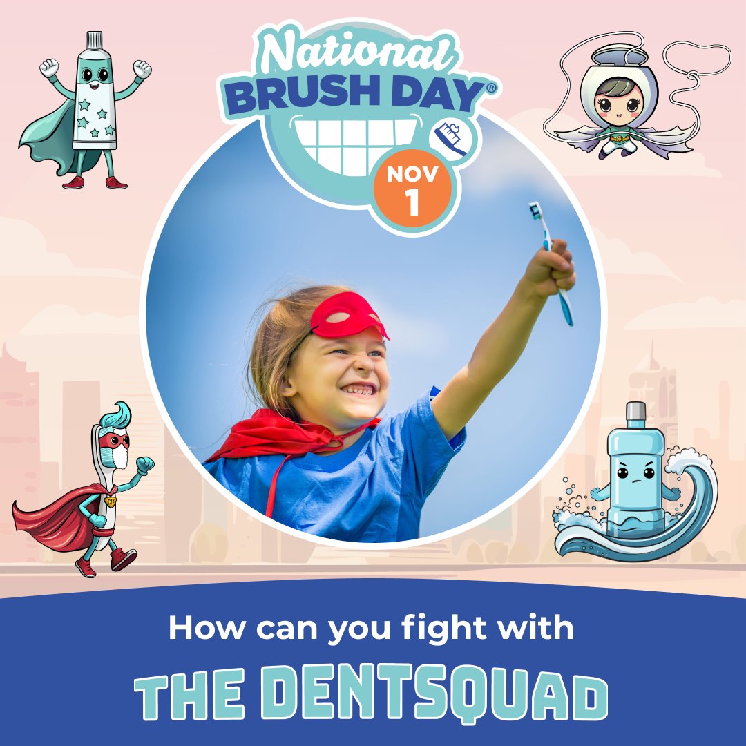 Your kids can team up with the #NBDDentSquad to fight plaque, sugar &amp; cavities! Grab a toothbrush, toothpaste, floss &amp; mouthwash to join the mission. 🪥🦷 Check out fun activity sheets &amp; enter to win a prize! 🏆 Details: bit.ly/3F6tdV8 

#2Min2x #NationalBrushDay