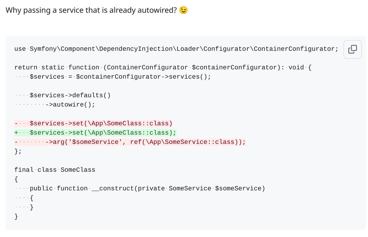 rectorphp's tweet image. It's the little details that matter😉
New rule coming for @symfony configs 👇
(as a part of whole set tailored to Symfony configs)