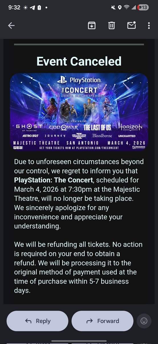 Just got this last night. I was really looking forward to seeing this :( 

#PlayStationTheConcert #PlayStation