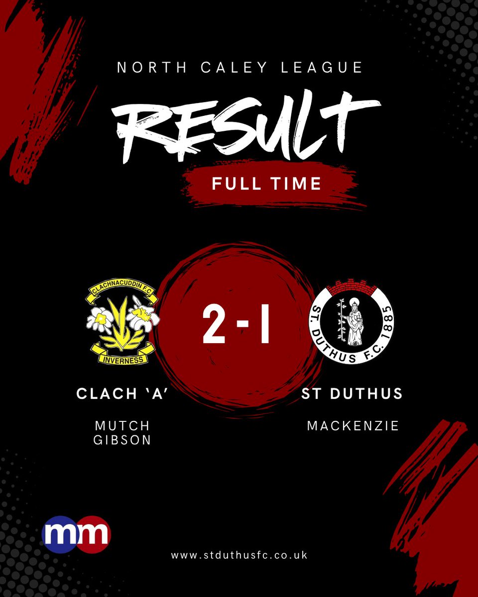Full time:
Clach A 2 St Duthus 1
Saints scorer - Alex Mackenzie