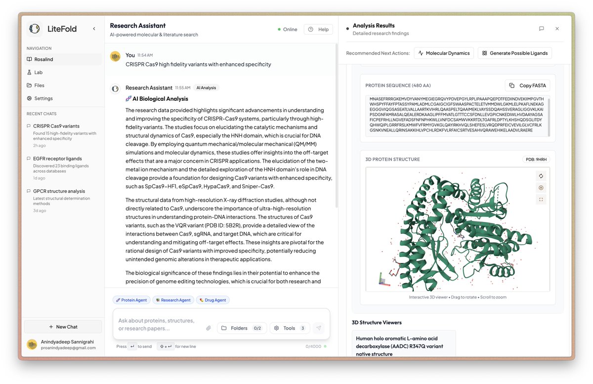 At <a href="/try_litefold/">LiteFold</a> we are now spending almost 1M tokens weekly, but we have't even shipped the actual Rosalind, the Rosalind you use is like sooo old. But cool.