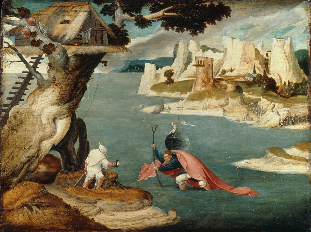 Saint Christopher carrying the Christ Child in an extensive river landscape

Unknown; authorship formerly attributed to Jan Wellens de Cock