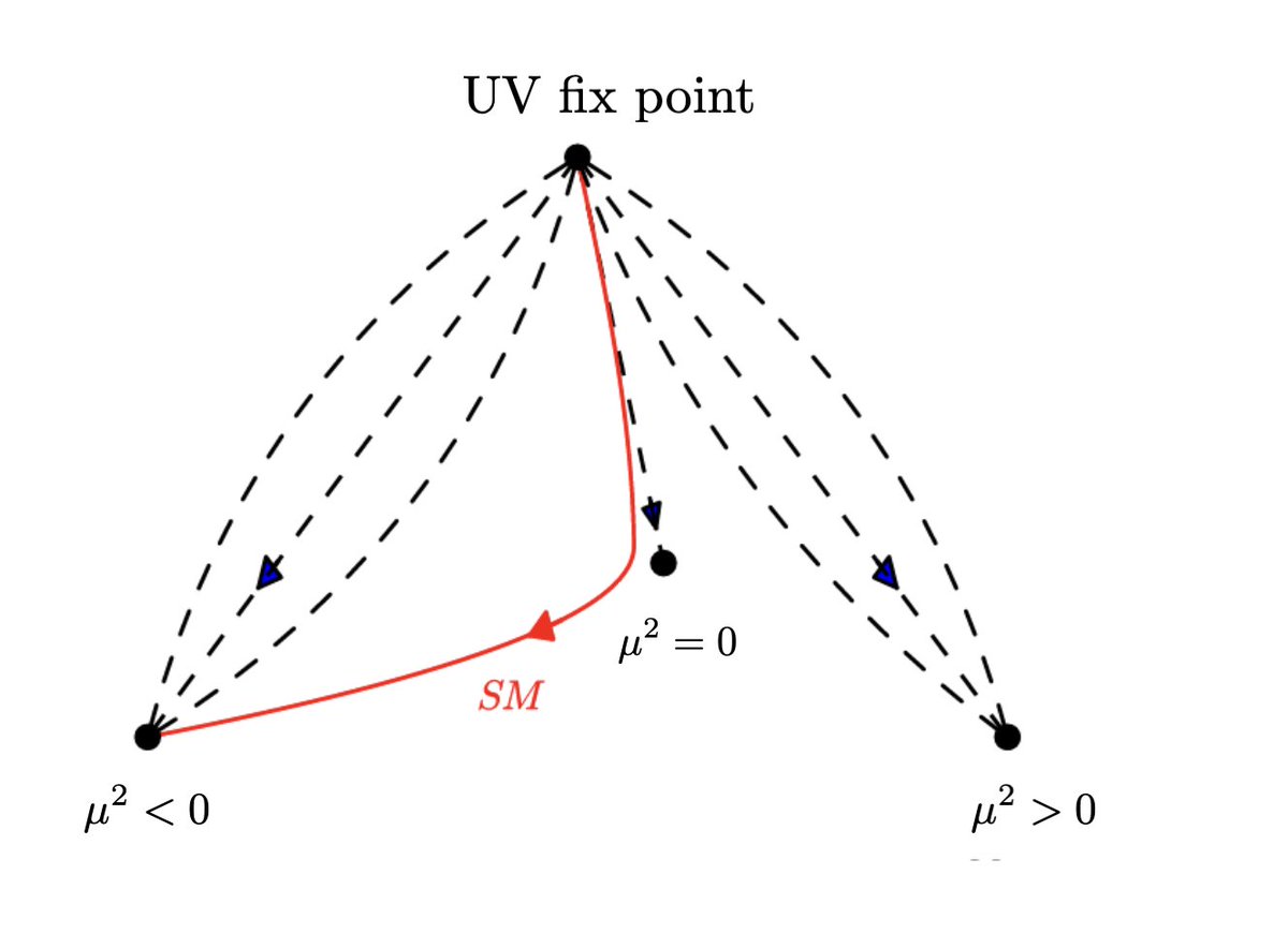 The hierarchy problem (finetuning) of the Standard Model of particle physics is often presented as the question 'why the weak scale is so much smaller than the Planck scale' 

But there is also a geometric interpretation that can be understood with little maths (but a lot of