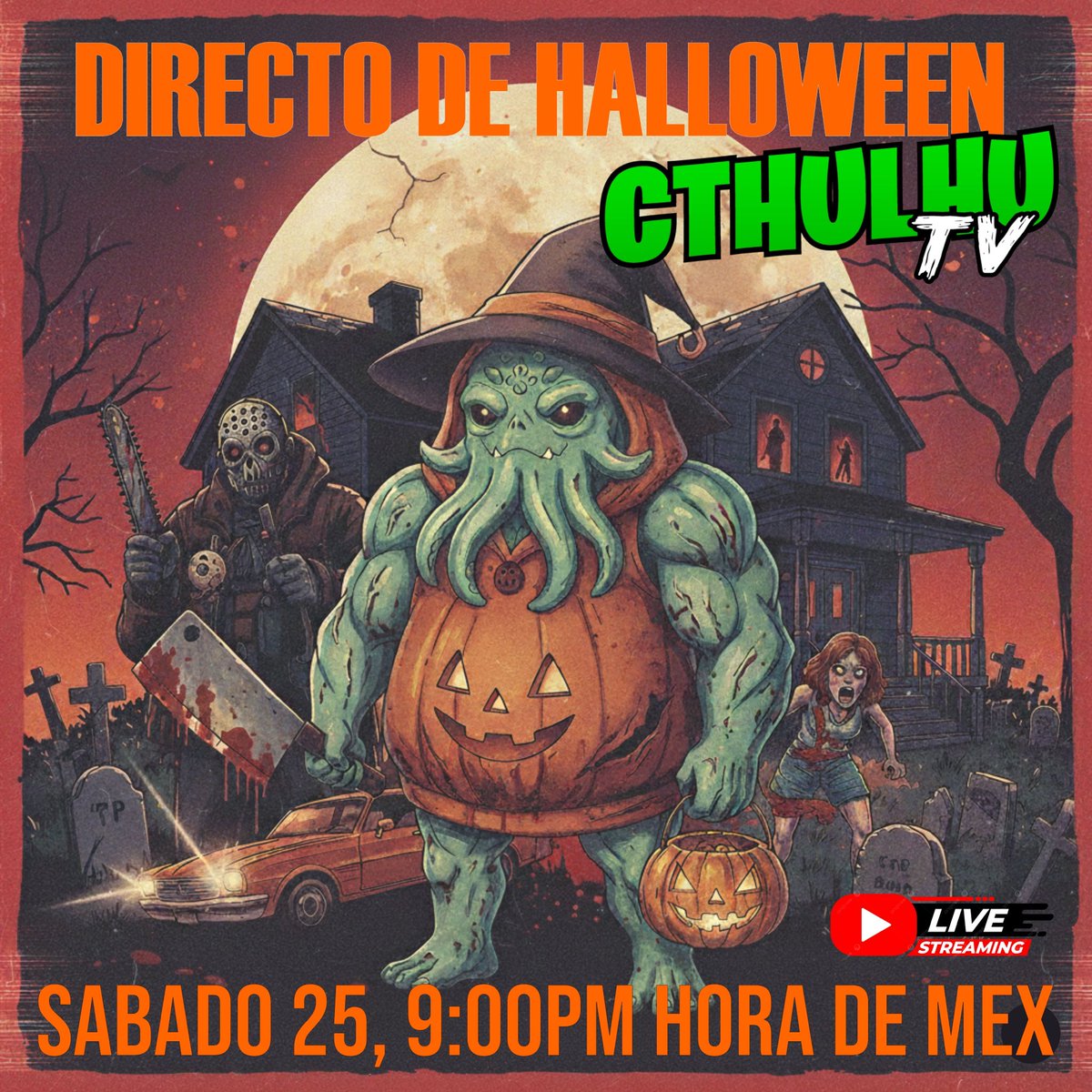 Hoy especial de Halloween 🎃 en cthulhutv a partir de las 9pm hora de Mexico, veremos videos de terror, haremos Tier list, contaremos historias de terror y  mucho más