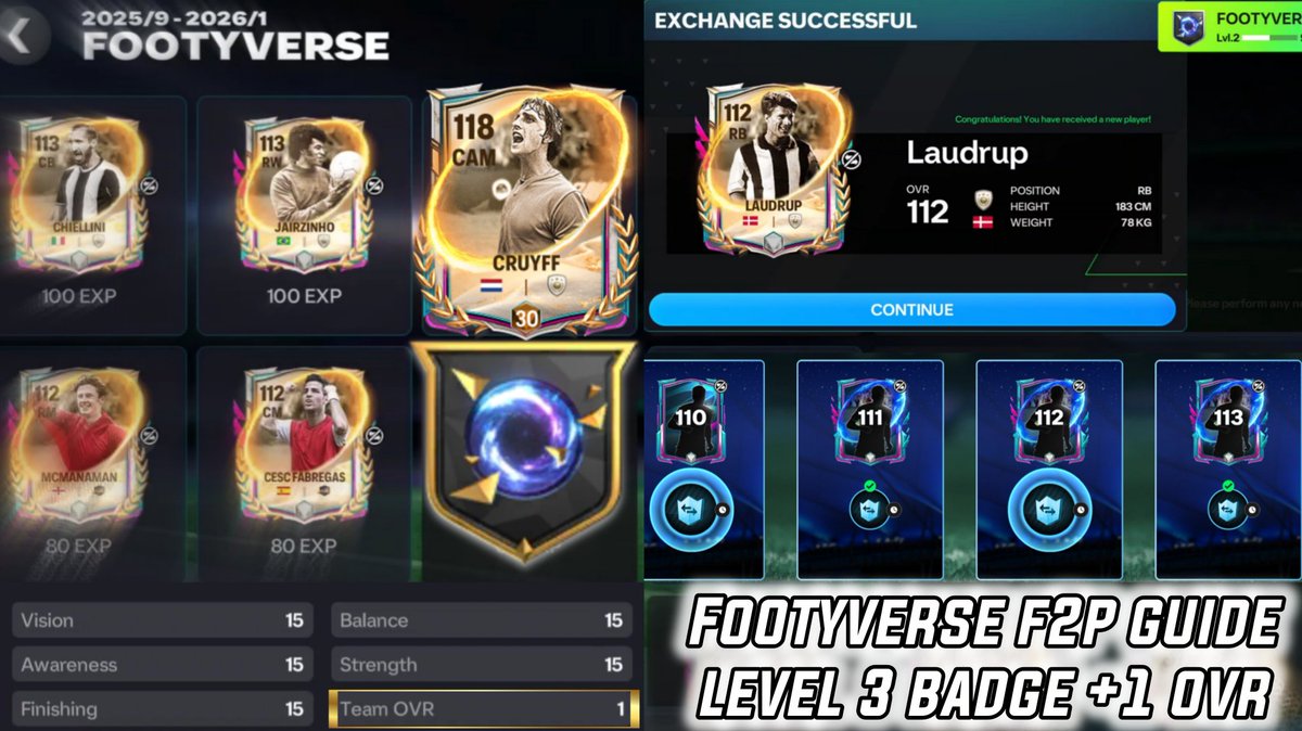 My guide to reach level 3 badge in footyverse to get +1 ovr #FCMobile

youtu.be/12ZuHCgoN3I