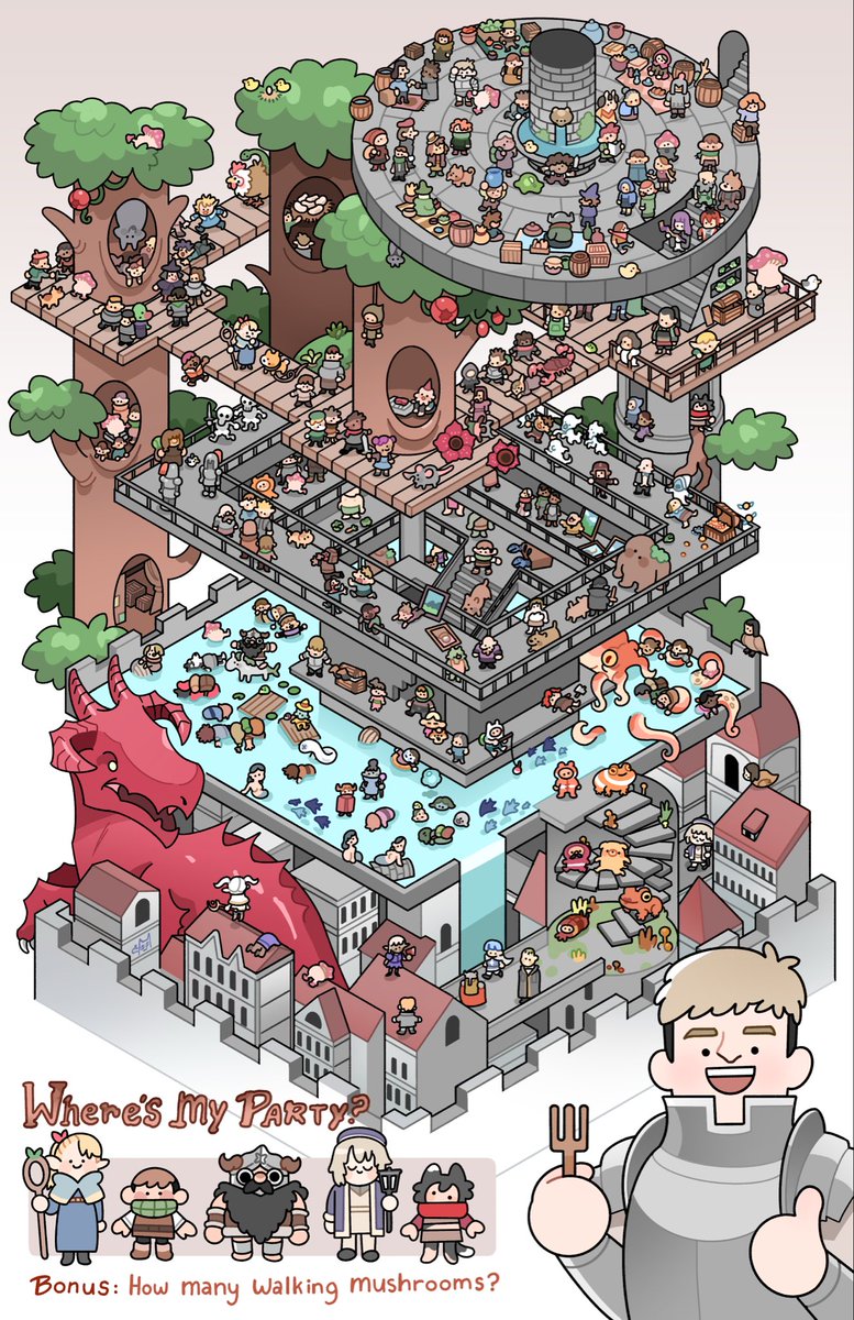 Where’s my party!
Can you find Laio’s party?

I’m starting to get back into illustrations! Is there any large scale prints you would like to see? I’m taking suggestions!

#dungeonmeshi #deliciousindungeon #laios #dnd #dungeon