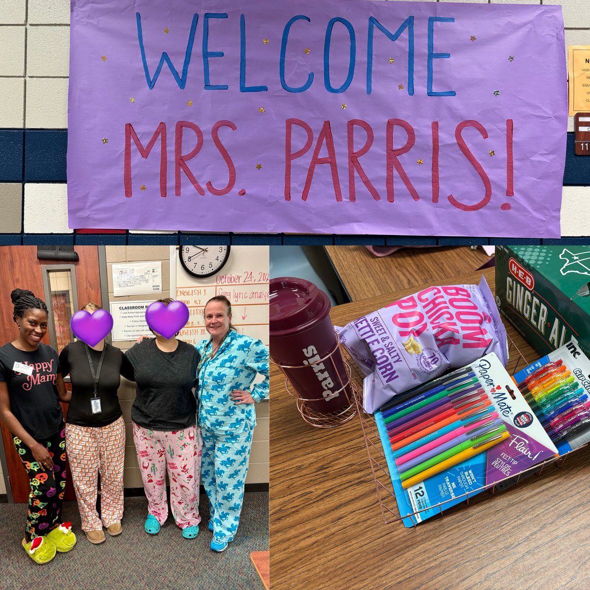 TheWriteSupport's tweet image. First day back from maternity leave and my heart is so full. 💜 Pajama Day + the sweetest surprise; purple, popcorn, pens, and people who truly care. Grateful for my new ELA fam and my husband for making sure my favorites showed up too. 💕
#SpedTeacher #EduTwitter #KatyISD