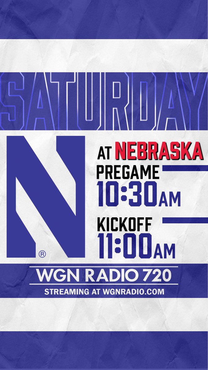 WGNRadio's tweet image. Good morning from Lincoln, Nebraska! 

The @NUFBFamily is looking for their 5th straight win today on WGN Radio! TUNE IN for @DaveEanet’s pregame at 10:30! STREAM at wgnradio.com/on-air/

(@NU_Sports)