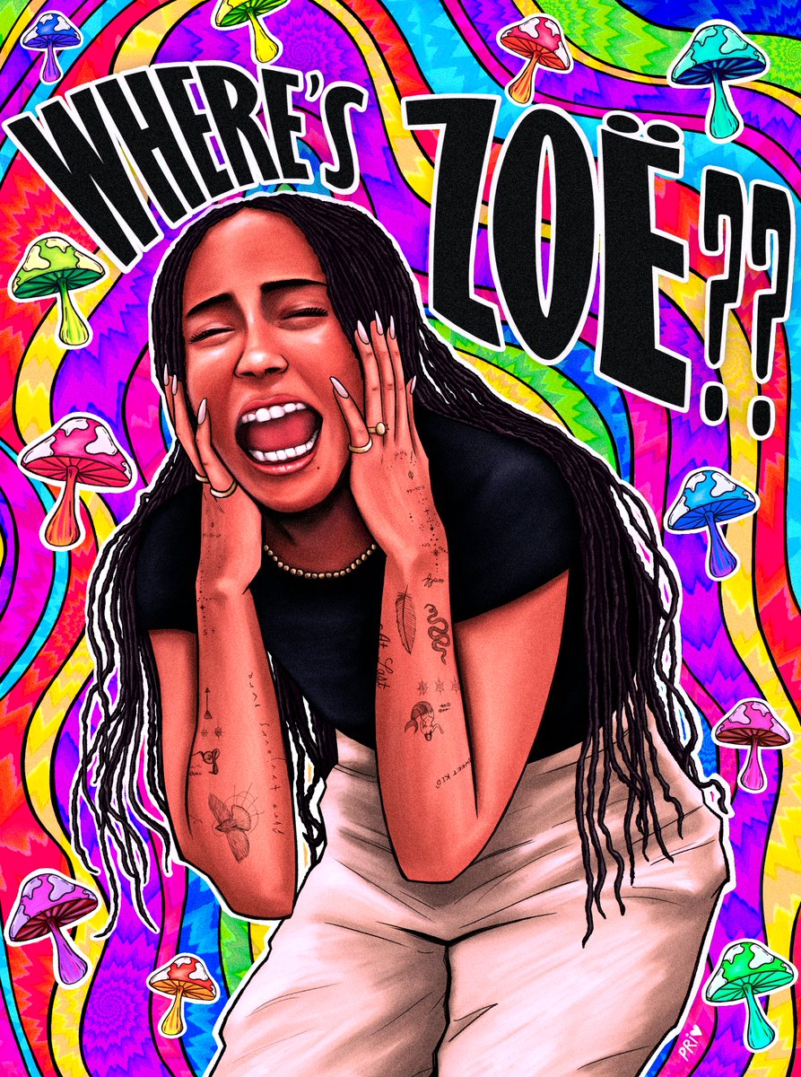 pri_quezada's tweet photo. w h e r e ' s   Z o o o ë ? ?🗣️

Ilustración de la preciosa Zoë Kravitz en
"The Studio" 💜 Bajo los efectos de 🍄🍄🍄

#thestudio #zoekravitz #sethrogen #appletv #mushrooms #high #illustration #art #video

https://t.co/o97DU1tx6t ♡ https://t.co/Tms7iPR3sU