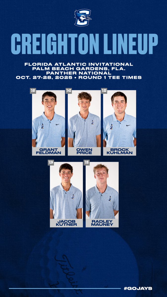 🏌️‍♂️Florida Atlantic Invitational
⛳️Panther National
📍Palm Beach Gardens, Fla.
🕖7:15 a.m.
📊scoreboard.clippd.com/tournaments/23…