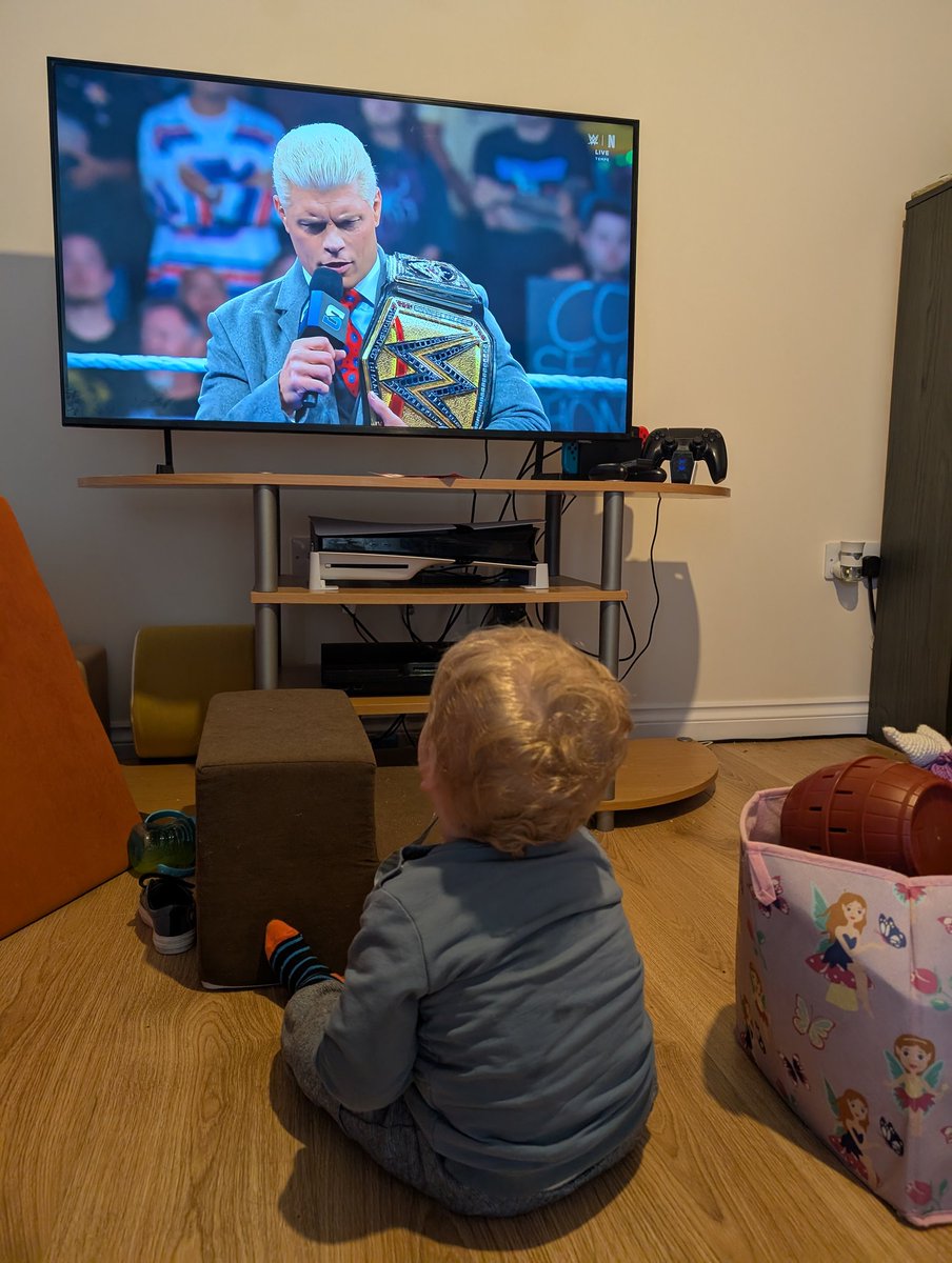 1603Chaz's tweet photo. @CodyRhodes me and my little man keeping the weekly tradition going watching #smackdown https://t.co/WNq3TPJkuy