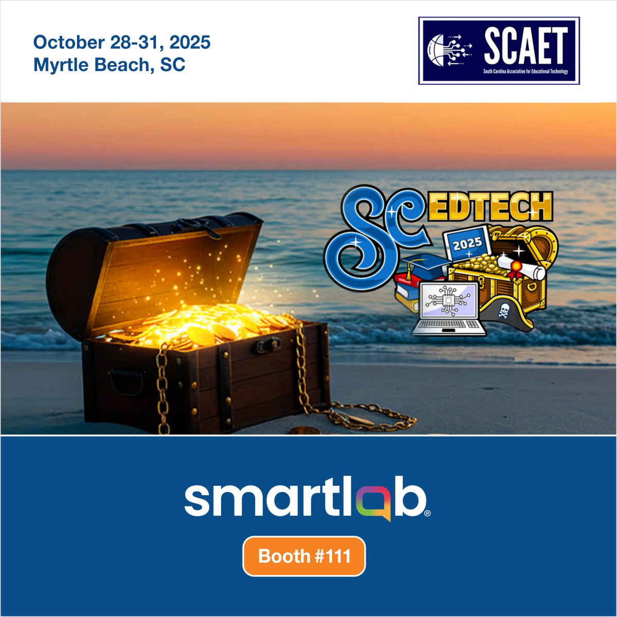SmartLab_tweets's tweet image. Visit the SmartLab Booth #111 at the 2025 EdTech Conference in Myrtle Beach, SC to discover how SmartLab inspires learners to build confidence, explore their passions, and develop their STEM identity through hands-on learning and career-connected curriculum. 
We're shaping…