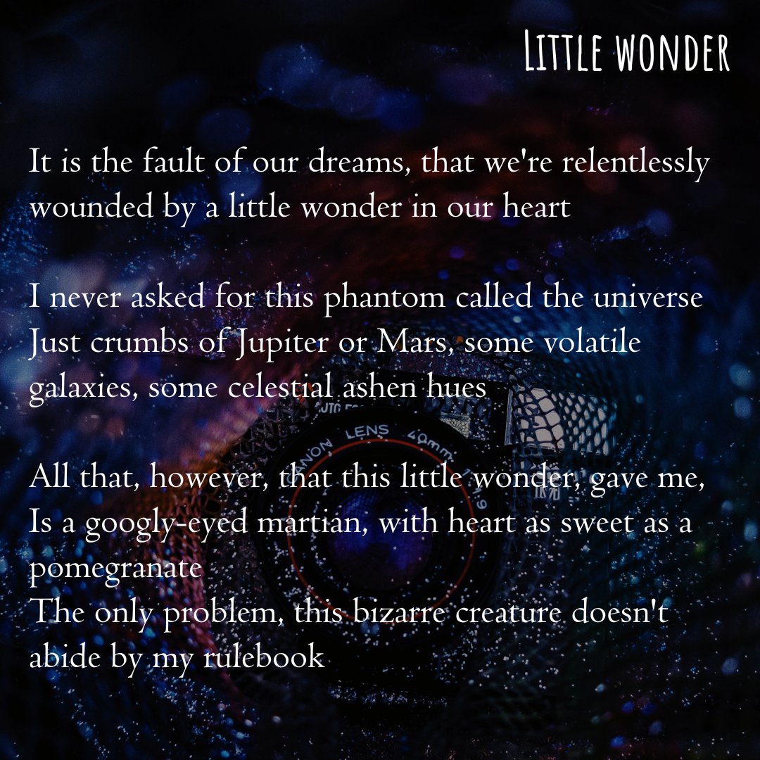 Nehasnotebook's tweet image. LITTLE WONDER 🌌
#MoonMystic 
#OurPoetryX 
#vssmystery 
#Vss365 
#VssColors 
#VssFantasy 
#PennedReveries 
#unchainedsymphonies 
#poetry