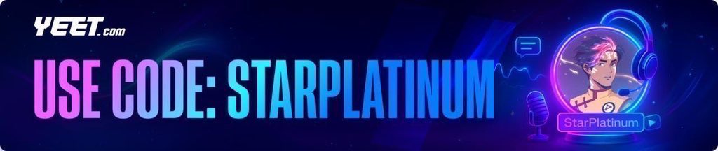 코드 STARPLATINUM이 포함된 Yeet 홍보 배너