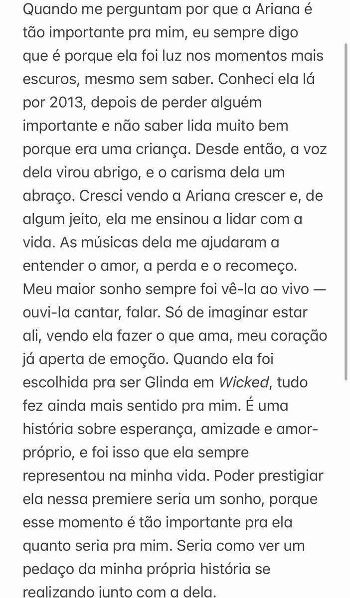 jusIikemagic's tweet photo. Sei que todos merecemos a chance de voar, mas seria a realização do meu maior sonho poder ver a Ariana pela primeira vez depois de 11 anos amando e admirando ela! Isso não explica nem metade de porque seria especial vê-la na premiere no Brasil #ArianatorsNaPremiere @infoari 🩷 https://t.co/pAVMviJnch