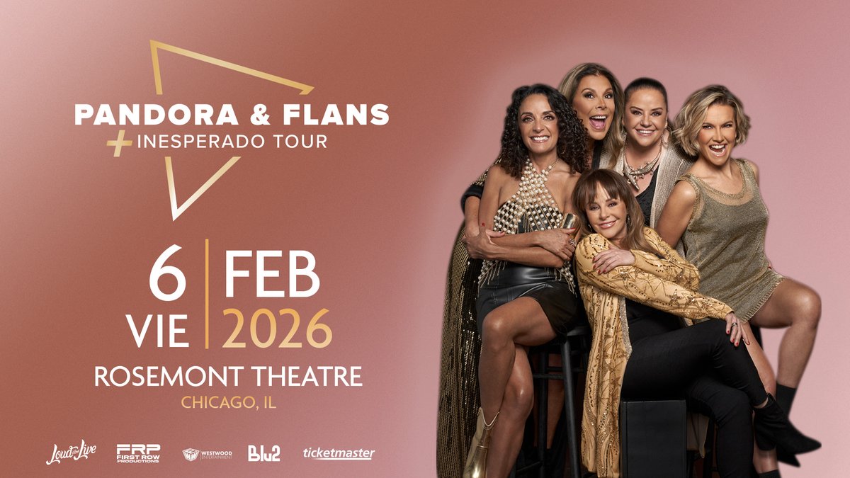 Pandora y Flans light up the Rosemont Theatre with Más Inesperado on Friday, Feb 6! 🎤✨ Get ready for a night of nostalgia, hits, and pure pop magic! 💃 #PandorayFlans #RosemontTheatre #MasInesperado