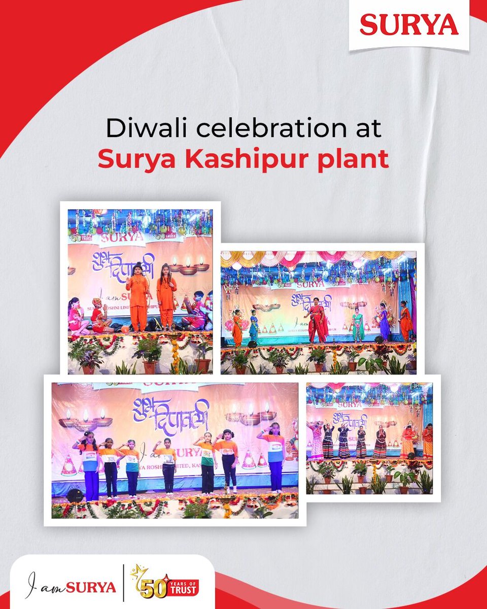 surya_roshni's tweet photo. Diwali Celebrations at Surya Kashipur Plant
From vibrant cultural performances to exciting prize distributions , the evening beautifully reflected our shared values of unity, happiness, and trust.
#SuryaRoshni #DiwaliCelebration #SuryaFamily #FestiveVibes #50YearsOfTrust https://t.co/r70pggMihr