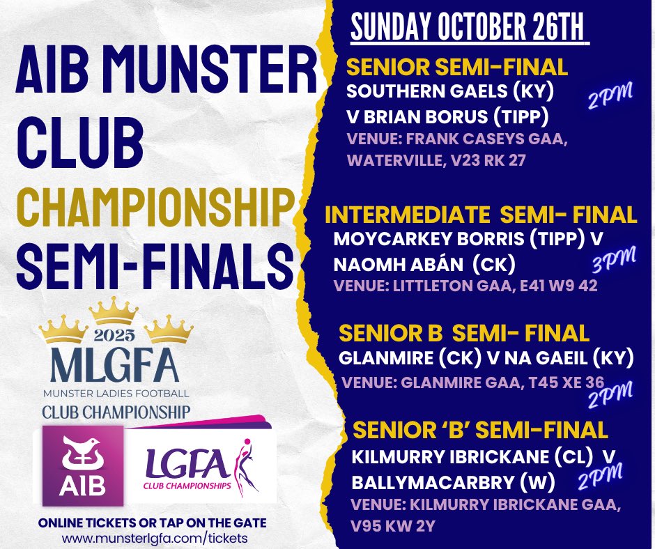 @aib Munster Championship Semi Final Results 

St Patrick’s Tipperary 3-12
St Pats Waterford 3-11

Comeragh Rangers 2-14
Kilmihil 2-02 

Clounmacon Moyvane 1-12
Liscannor 1-06 

Awaiting extra time result 
Full time 
Dohenys 0-11 
Cromane 2-05