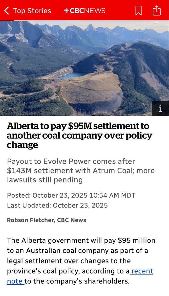 New coal settlement alert! This time, it’s 95 million dollars with another coal company. The only reason we know this because the company posted the amount, and not government.

This taxpayer money should be funding public education and healthcare but instead, Albertans continue