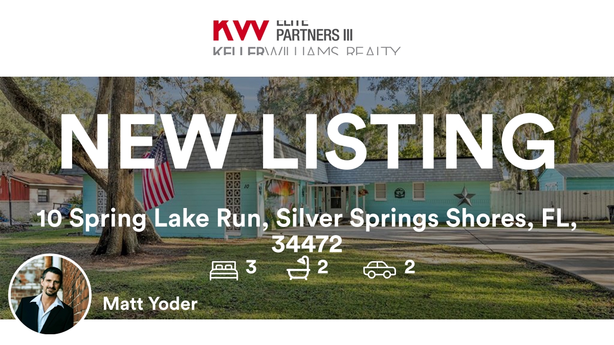 mattyoder_yoder's tweet image. 🛌 3 🛀 2 🚘 2
📍 10 Spring Lake Run, Silver Springs Shores, FL, 34472

My latest listing on RateMyAgent.
Florida Realtor License SL3461573
rma.reviews/leaexr5hfjzx

...
#ratemyagent #realestate #KELLER_WILLIAMS_ELITE_PARTNERS_III_REALTY