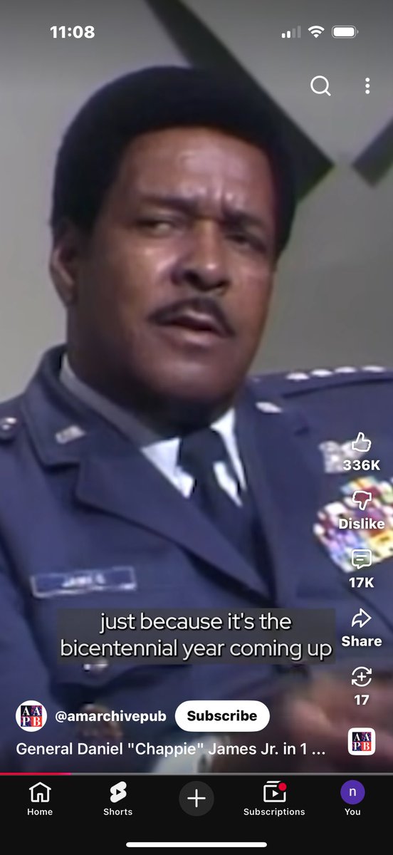 General Daniel "Chappie" James Jr. in 1975 on not deserving his title youtube.com/shorts/KKn6O18… via <a href="/YouTube/">YouTube</a>