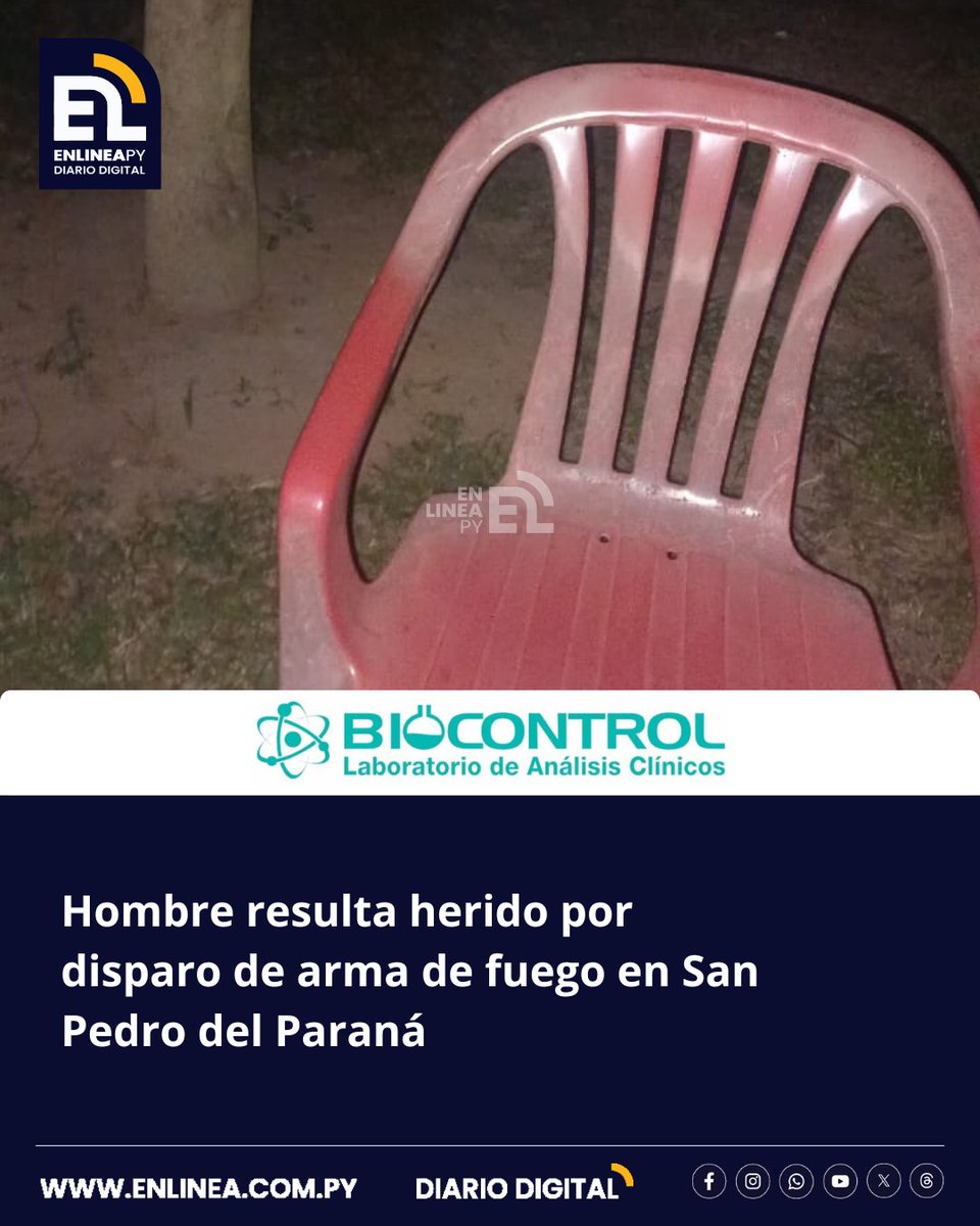 enlinea_py's tweet image. Un hombre resultó herido por un impacto de proyectil de arma de fuego en la espalda en la compañía San Rafael, distrito de San Pedro del Paraná. El hecho ocurrió ayer a las 18:00 horas.
enlinea.com.py/hombre-resulta…