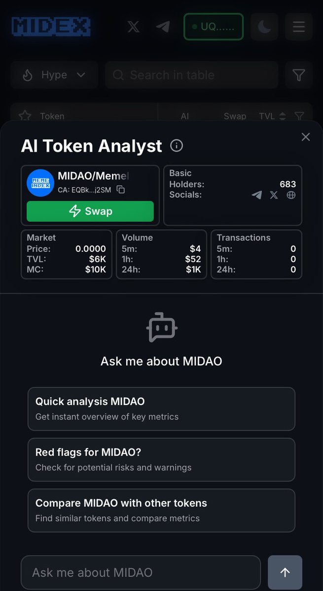 MemeIndexDAO's tweet image. Have you tested midex.io yet?
Join the discussion in TG chat 💬 t.me/memeindexdao

#MIDEX #MIDAO #MemeIndex #Memecoins #TON