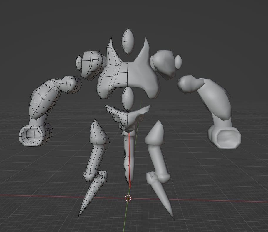 aXelis_gamedev's tweet image. Working on a semi boss unit.
I first draw silhouettes, to find a good shape, then model it in Blender, quickly place texture colors then details and finaly animate it!