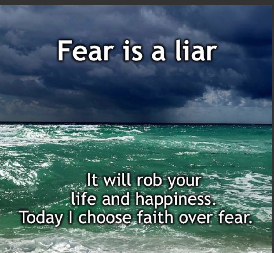 Fear is a liar.  
Today I choose faith over fear.