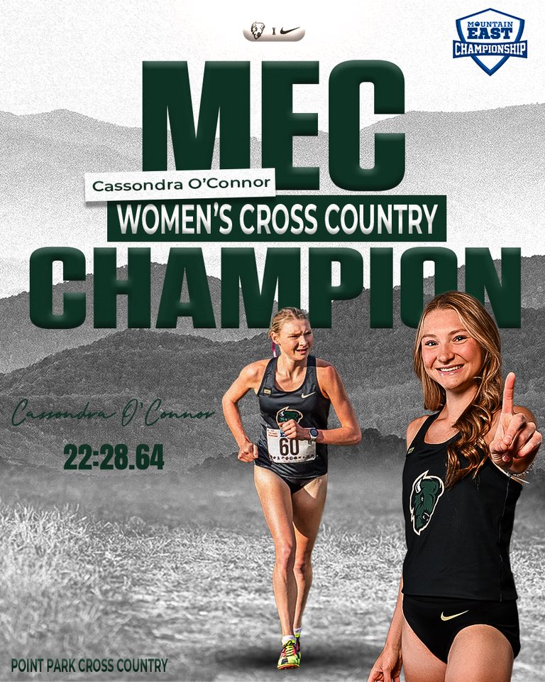 🏆  Cassondra O’Connor is your @mountaineastconf women’s cross country individual champion! O’Connor ran 22:28.64 in today’s race to lead the Pioneers! 

#GoPioneers