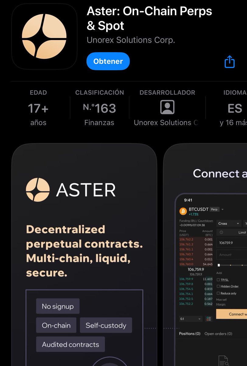 JesuslVivas's tweet image. Good news! @Aster_DEX officially live on iOS app store 😎
apps.apple.com/es/app/aster-o…