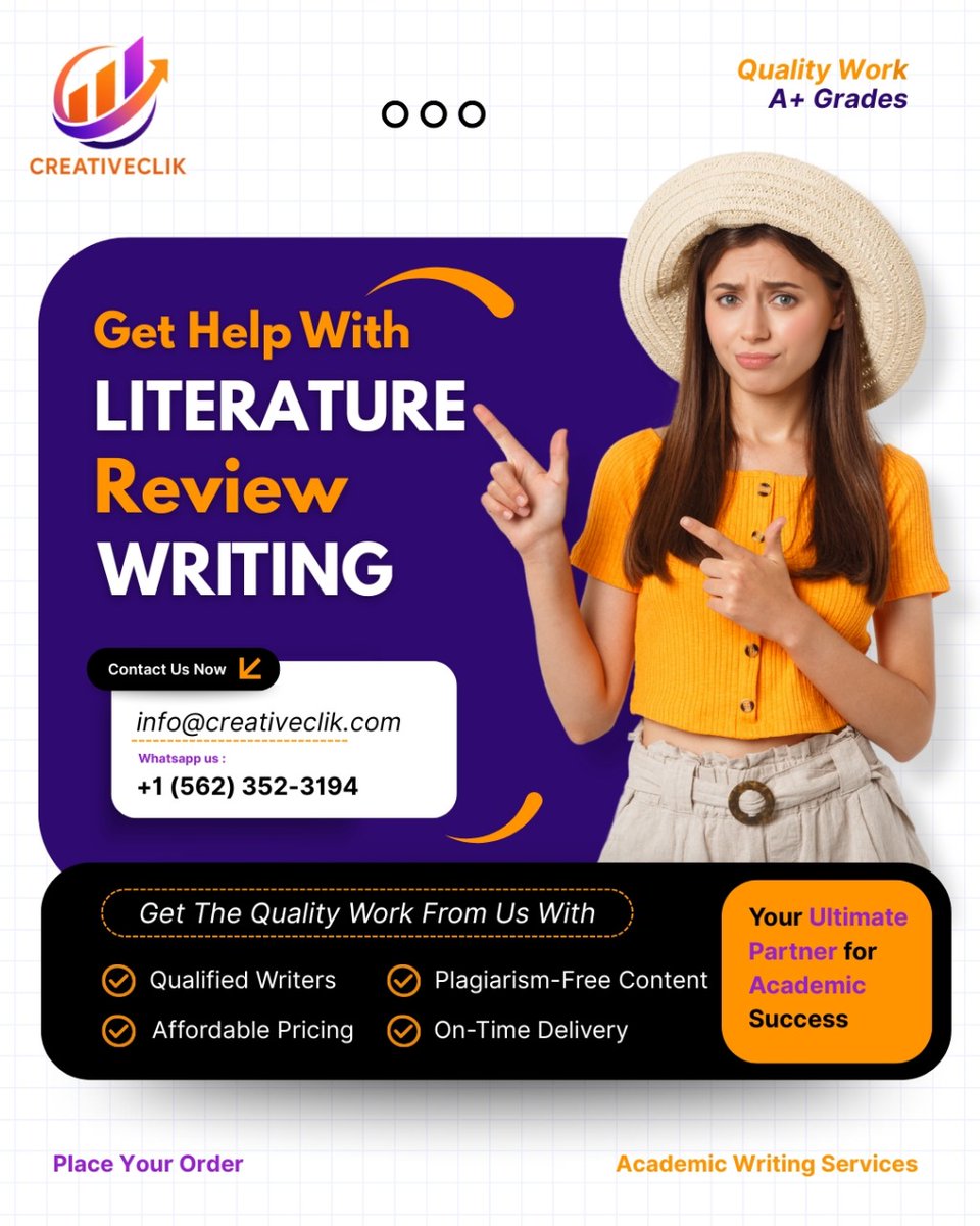 CreativeClik's tweet image. 📝 Get Expert Literature Review Writing Help! 📚✨

📞 Contact us today:
🟢 📱 WhatsApp: wa.me/15623523194

📧 Email: info@creativeclik.com

🌐 Visit: creativeclik.com

#LiteratureReviewHelp #CreativeClik #AcademicWriting #ResearchSupport #DissertationHelp #ThesisWri