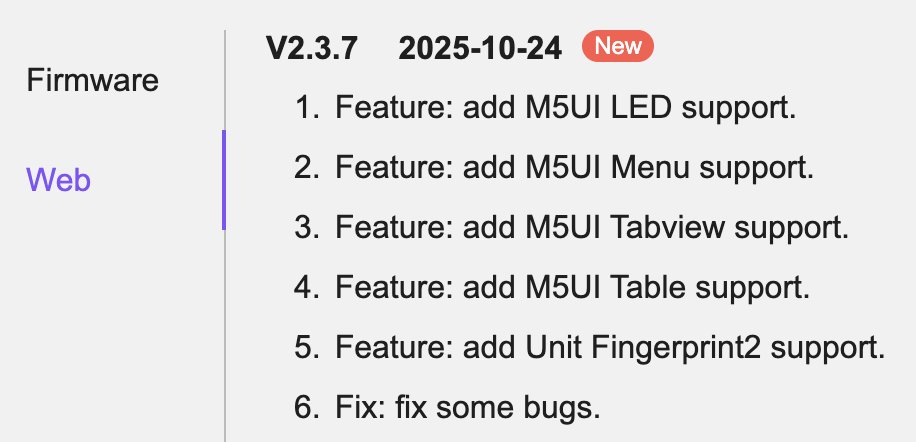 saitotetsuya's tweet image. UIFlow v2.3.7。M5UIの部品の追加の他,Unit Fingerprint2のサポート #m5stack #uiflow2