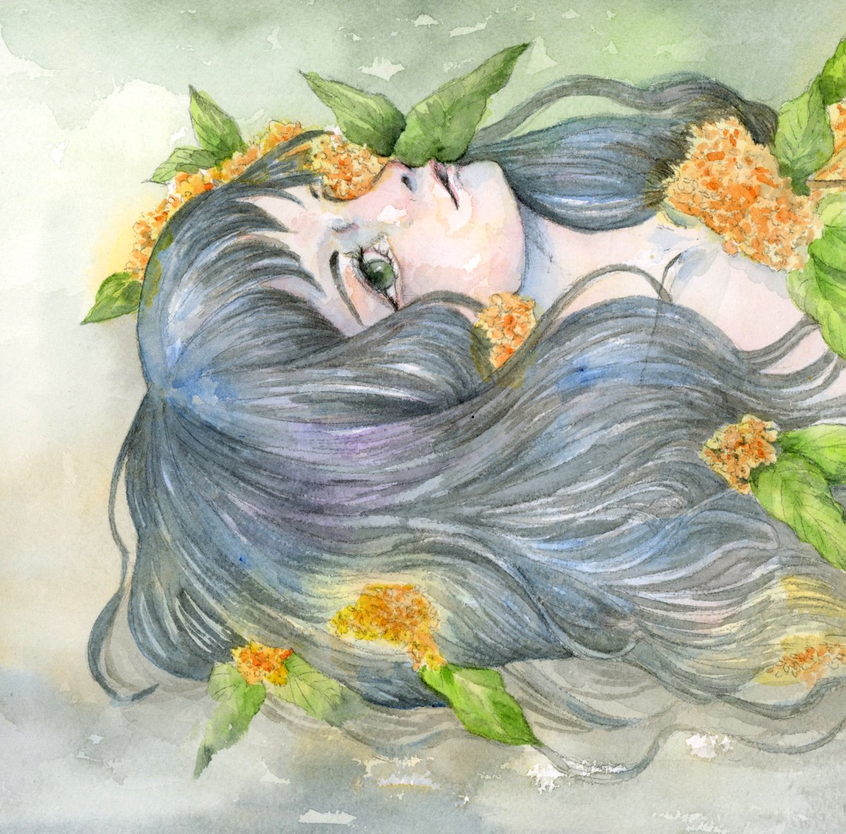 水彩画 花瓶の花と烏瓜　原画 hq720.jpg?sqp=-